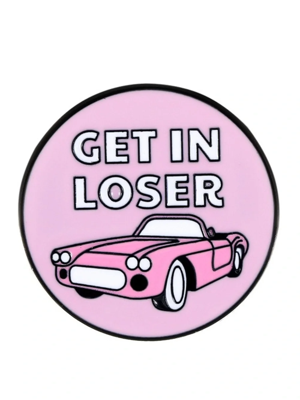 Pink Retro Convertible Enamel Pin – Funny Vintage Car Lapel Pin
